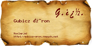 Gubicz Áron névjegykártya